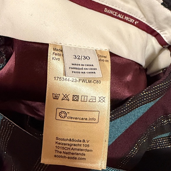 Scotch & Soda Violet Glitter Striped Flare Pants, sz 32x30 - Picture 11 of 16